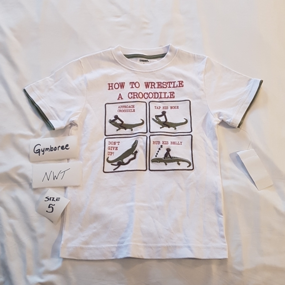 Gymboree boys size 5 crocodile white short sleeve shirt NWT